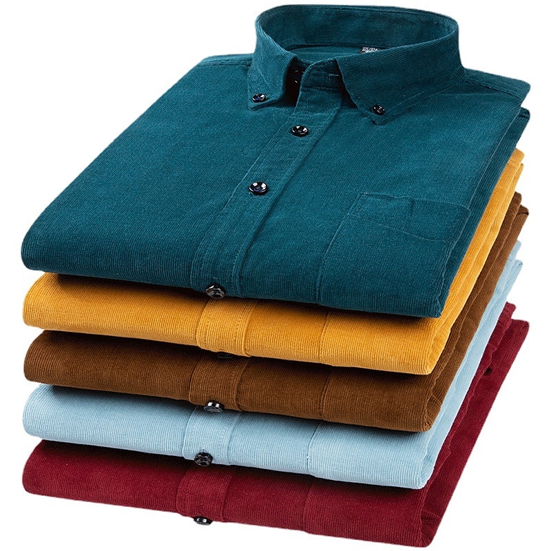 Men's Shirt Corduroy Shirt Shirt Jacket Overshirt Plain Outdoor Daily Wear Light Blue Yellow Red Navy Blue Long Sleeve Lapel Spring &  Fall Clothing Apparel Front Pocket 2025 - $35.99 –P1