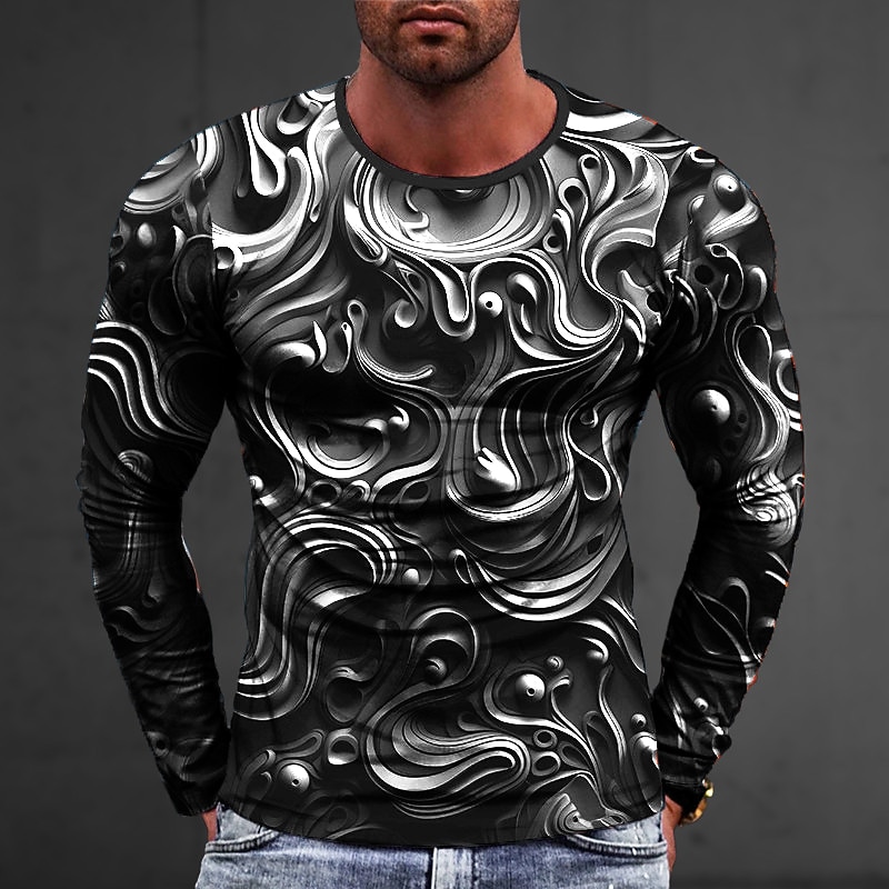Men's Graphic Abstract T Shirt Long Sleeve T shirt 3D Print Crew Neck Shirt Fashion Designer Casual Sports Outdoor Holiday Going out Red Spring &  Fall Clothing Apparel S M L XL 2XL 3XL 4XL 2026 - $18.49 –P6