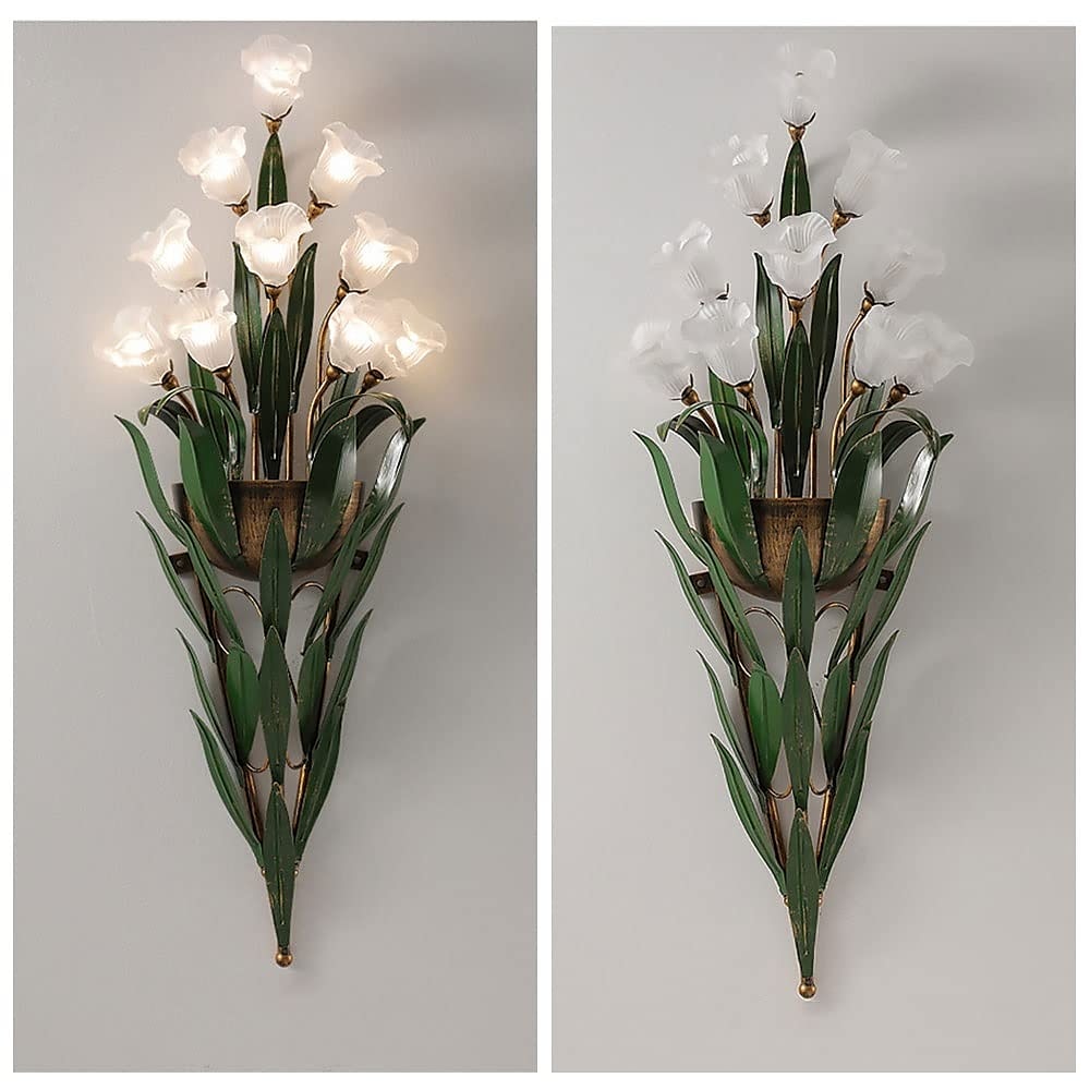 arandelas de parede design de flores g4 * 6 luminária de cabeceira led com iluminação de vaidade de vidro de metal lâmpadas de parede de metal para corredor de quarto 110-240v de 2025 por $365.09 –P1