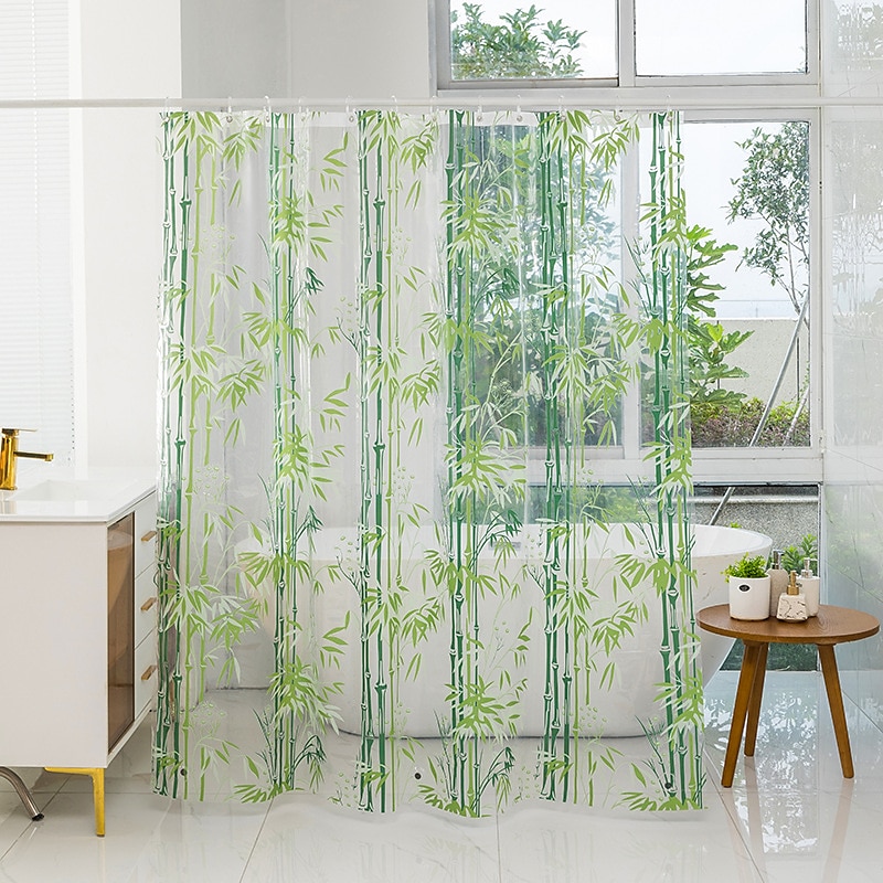 Tenda da Doccia PEVA 180cm*180cm(70"*70") Lavabile Impermeabile Motivo Foresta di Bambù del 2025 a $19.49 –P5