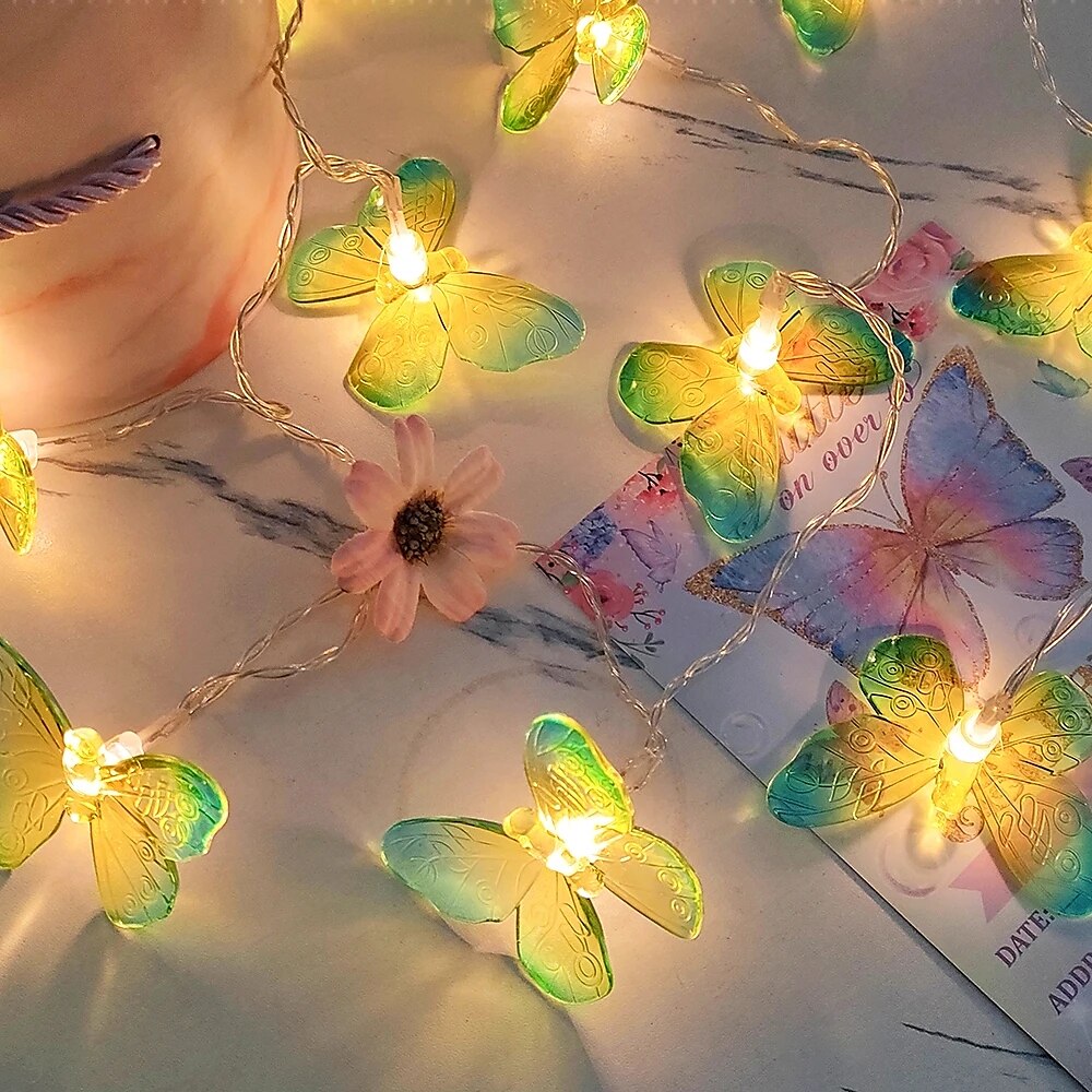 elegant bryllupsmottak fest 10 led led sommerfugllys eventyrslynge lys julekrans til bryllup dekorasjon utendørs rom krans dekorasjon gardinlys 1 sett 2025 - $7.49 –P5