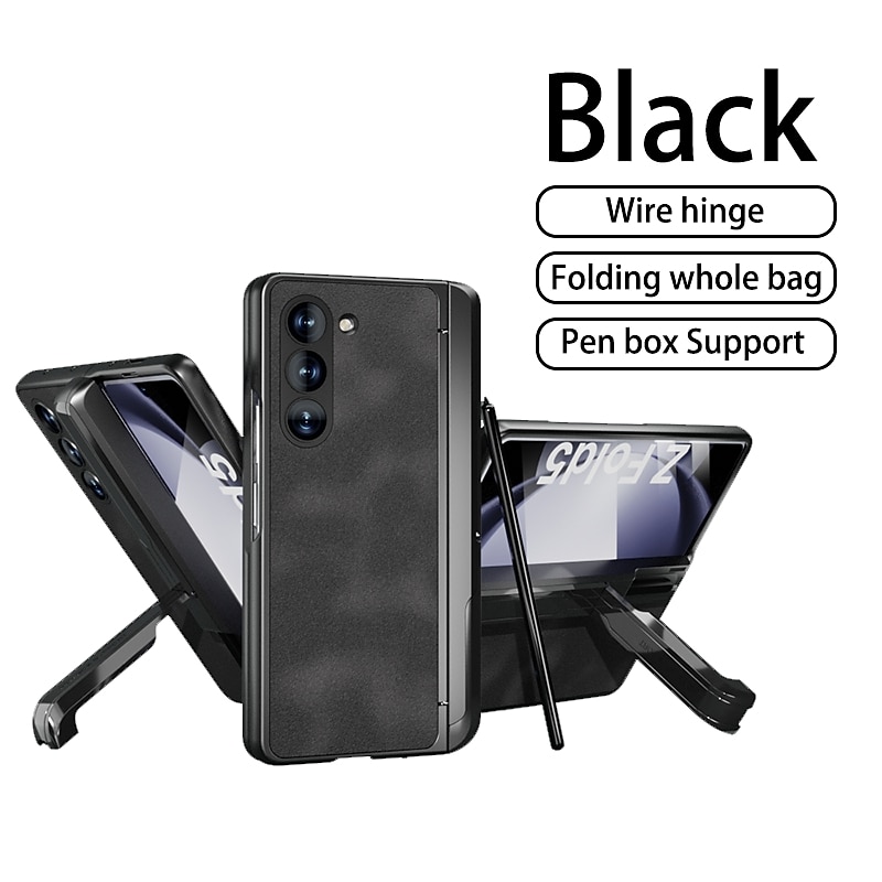 телефон Кейс для Назначение SSamsung Galaxy Z Fold 5 Кейс на заднюю панель со стендом и протектор экрана с электронной ручкой ПК Кожа PU 2025 - $27.99 –P10