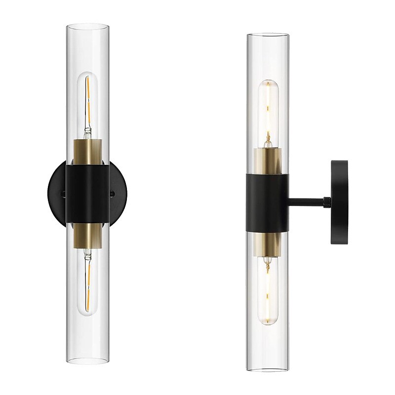 Aplique de pared LED, lámpara de pared negra de estilo nórdico con pantalla de tambor de vidrio metálico, iluminación de pared, lámpara de lectura, para mesita de noche, dormitorio 110-240v 2025 - $116.99 –P8