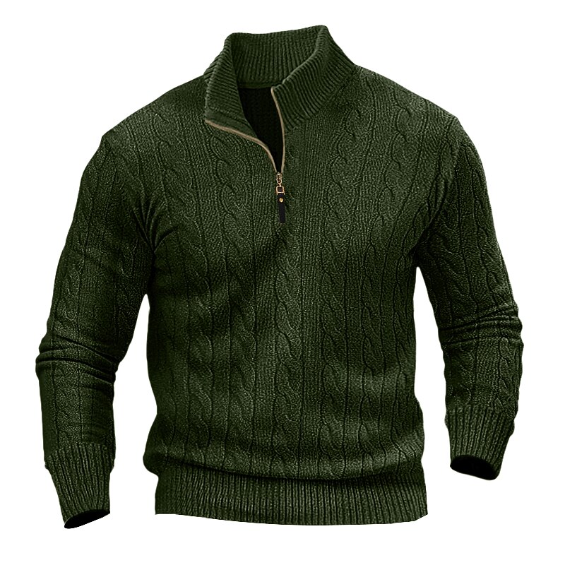 Homens Pulôver suéter Suéter de malha Suéter com zíper de um quarto Estriado Cabo Tricotar Tops regulares Tricotado Tecido Quarter Zip Mantenha Quente Contemporâneo Moderno Casual Roupa Diária Roupa de 2026 por $39.99 –P11