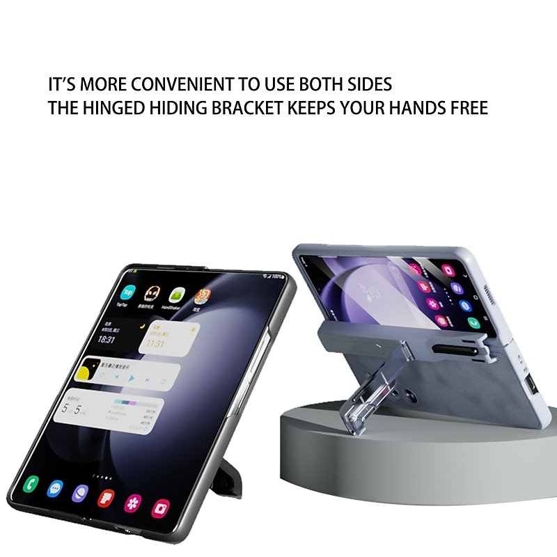телефон Кейс для Назначение SSamsung Galaxy Z Fold 5 Кейс на заднюю панель со стендом и протектор экрана с электронной ручкой ПК Кожа PU 2025 - $27.99 –P4