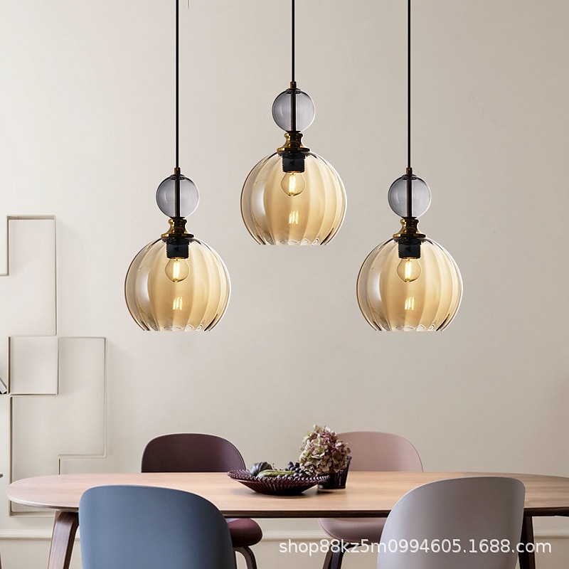 Nordic Style Glass Pendant Lamp, Creative Colored Glass Hanging Lamp Lampshade, Flush Mount Ceiling Chandelier, E27 Screw Single Pendant Light, Cafe Decoration Lighting Fixtures 110-240V 2025 - $229.99 –P2