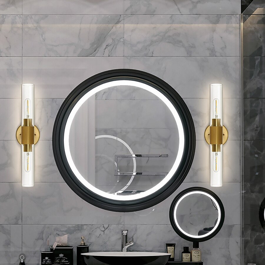 Aplique de pared LED, lámpara de pared negra de estilo nórdico con pantalla de tambor de vidrio metálico, iluminación de pared, lámpara de lectura, para mesita de noche, dormitorio 110-240v 2025 - $116.99 –P11