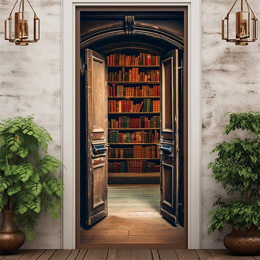 bibliotek dørdeksler dør tapesty dør gardin dekorasjon bakteppe dør banner for inngangsdør gårdshus ferie fest dekor forsyninger 2026 - $26.99 –P3