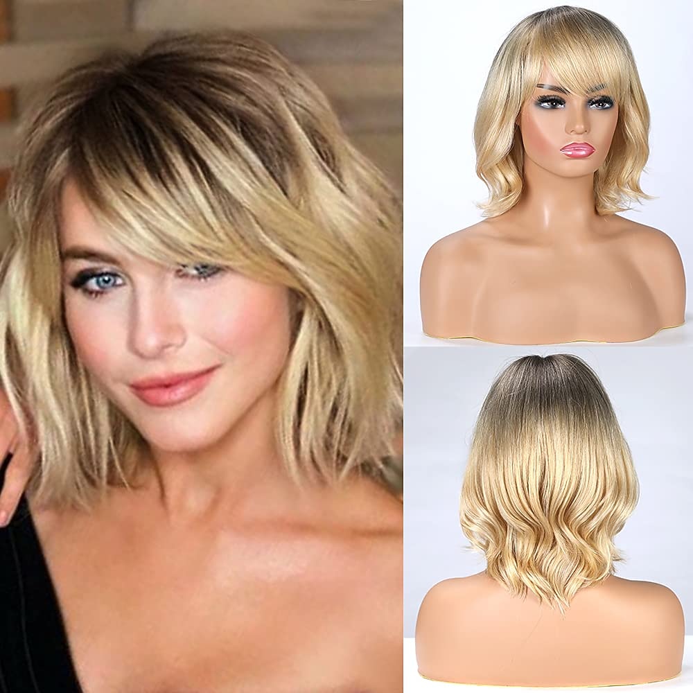 Perruques blondes en mélange de cheveux humains pour femmes et femmes, perruque de cheveux naturels ombrés, légère/respirante/racine foncée (couleur r27) de 2026 ? $20.99 –P1