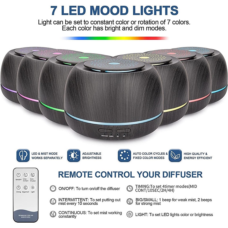 300ML Aroma Essential Oil Diffuser8 Hours Wood Grain Cool Mist Aromatherapy Diffuser with Remote ControlUSB-C Power CableTimer 7 Color Light Changing.Scent Air Humidifier for HomeBedroom 2025 - $28.99 –P4