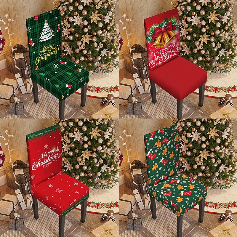 Fundas navideñas para sillas de comedor, fundas elásticas para sillas Parsons de Navidad, protector de asiento, funda lavable de spandex para sillas de cocina para comedor 2025 - $12.49 –P3