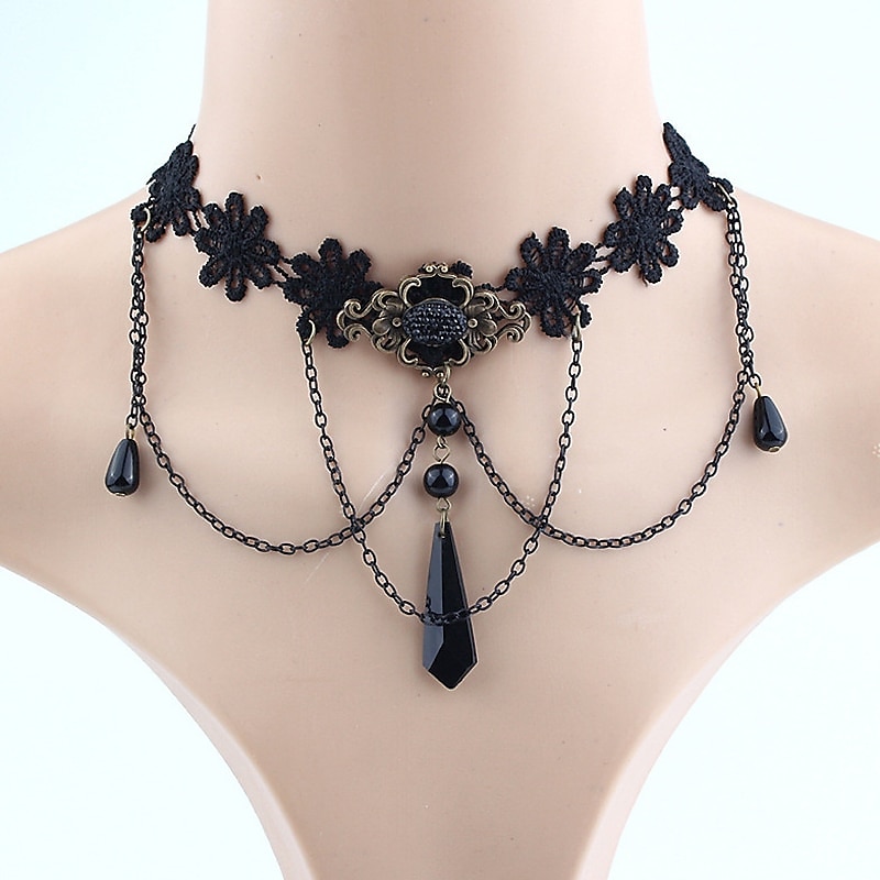 Crystal Lace Choker Gothic Choker Necklace Neck Jewelry for Women Lace  Necklace