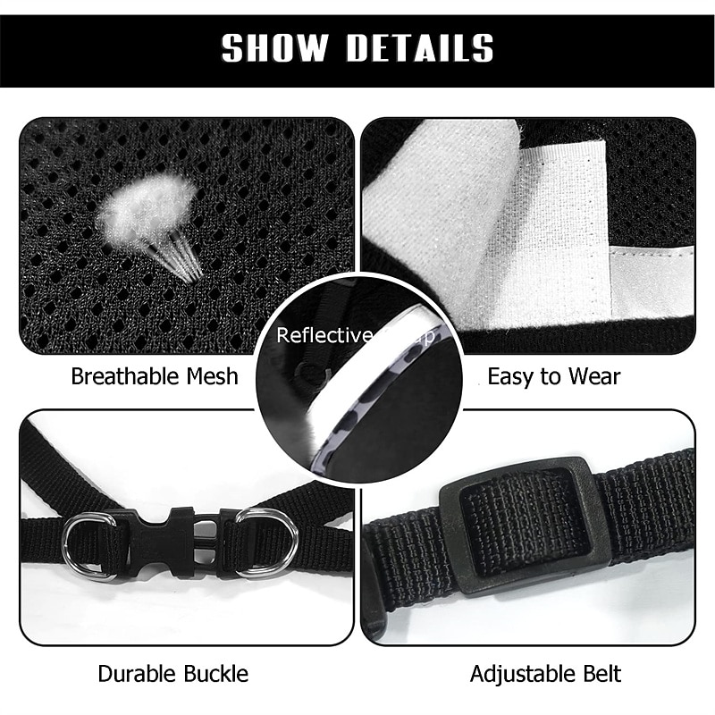 Dog Harness and Leash Set for Walking Soft Mesh Adjustable Easy Control Lightweight Cat Vest Harnesses with Reflective Strips Escape Proof Small Dogs Cats Vests 2026 - $16.99 –P5
