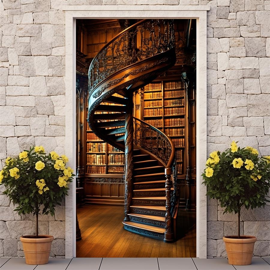 Spiral Staircase Door Covers Door Tapesty Door Curtain Decoration Backdrop Door Banner for Front Door Farmhouse Holiday Party Decor Supplies 2026 - $17.99 –P6