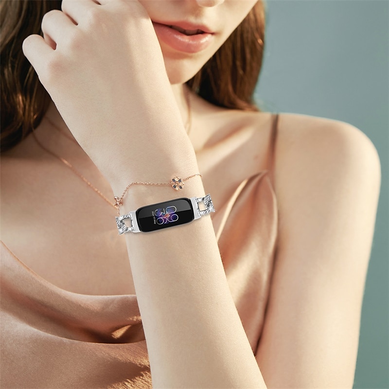 Smart Watch Band Compatible with Fitbit Inspire 3 Stainless Steel Smartwatch Strap Women Glitter Crystal Jewelry Bracelet Replacement  Wristband 2025 - JP ¥1937 –P8