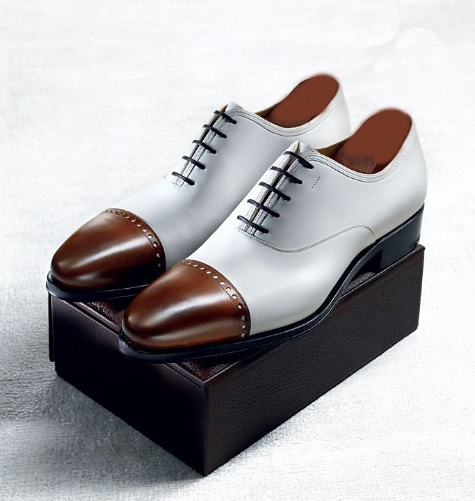 Sapatos sociais Oxford masculinos bicolor com biqueira - calçados formais elegantes de couro sintético com cadarço para casamentos, negócios e eventos noturnos de 2025 por $59.99 –P2
