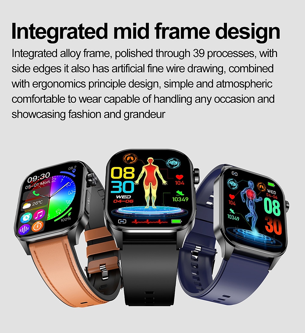 iMosi et580 Smart Watch 2.04 inch Smartwatch Fitness Running Watch Bluetooth ECG+PPG Pedometer Call Reminder Compatible with Android iOS Women Men Long Standby Waterproof Media Control IP68 38mm 2025 - $76.99 –P3