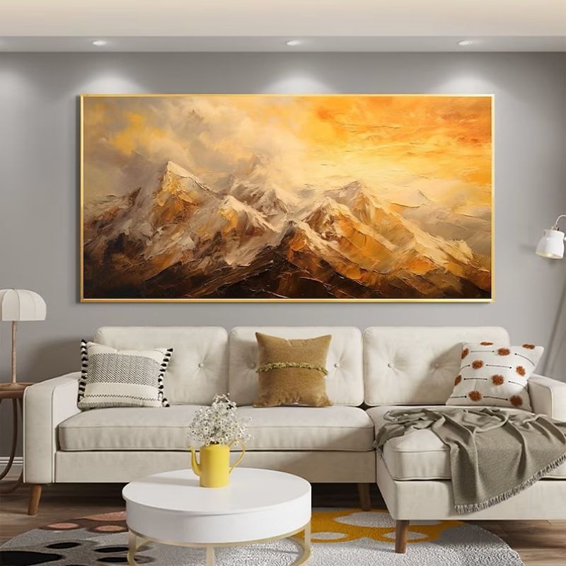 Handmade Hand Painted Oil Painting Wall Art  Large Size Contemporary Golden Mountains Home Decoration Decor Rolled Canvas No Frame Unstretched 2025 - $100.99 –P15