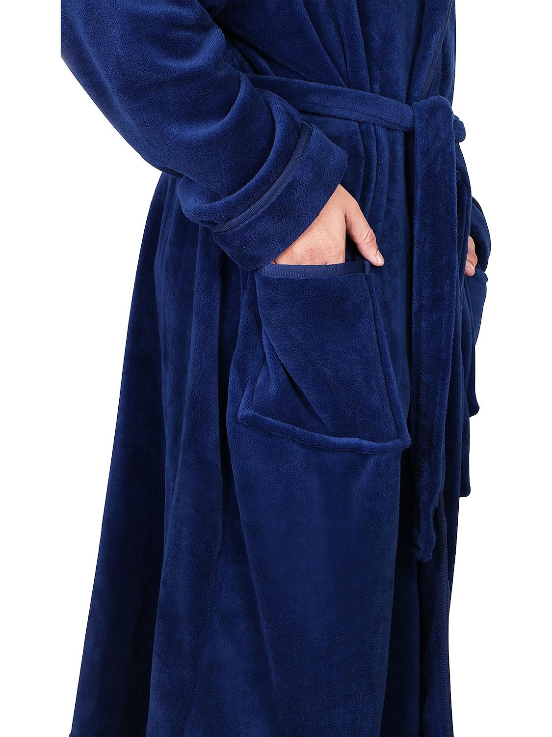 Herren Schlafanzug Morgenmantel Bademantel 1 pcs Glatt Stilvoll Brautkleider schlicht Komfort Heim Täglich Bett Vlies Komfort Warm Kapuzenpullover Langarm Tasche Herbst Winter Schwarz Dunkelblau 2026 - $25.99 –P4