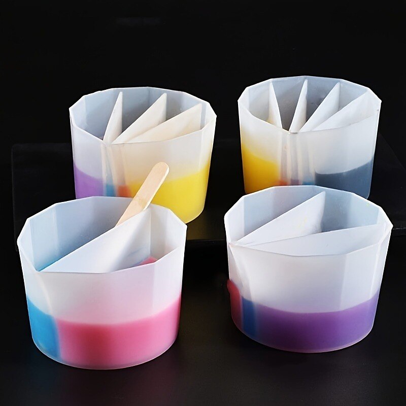 Geteilter Becher zum Ausgießen von Farbe, 4 Stück, wiederverwendbarer geteilter Becher für flüssige Kunst, geteilter Silikonbecher mit Trennwänden zum Ausgießen von Acrylfarbe, Harz, DIY-Herstellung 2025 - $11.99 –P5