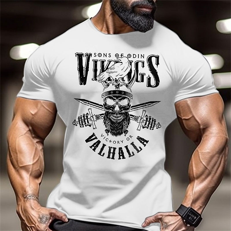 T-shirt De Sport Homme Sons Of Odin GYMTIER - Logo Viking, Coupe Ajustée Poitrine/épaules, 100% Coton (sauf Gris), Tailles S à 5XL