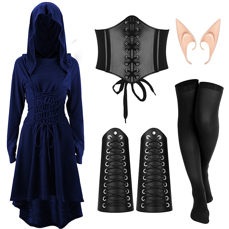 Retro Vintage Punk e gótico Medieval Vestidos Corpete Roupa Viking Ranger Elfo Tiro com arco Mulheres Viking Fantasia Dia Das Bruxas Carnaval Festa Casual / Diário LARP Adulto Vestido Cinto Meias de 2025 por $44.99 –P12