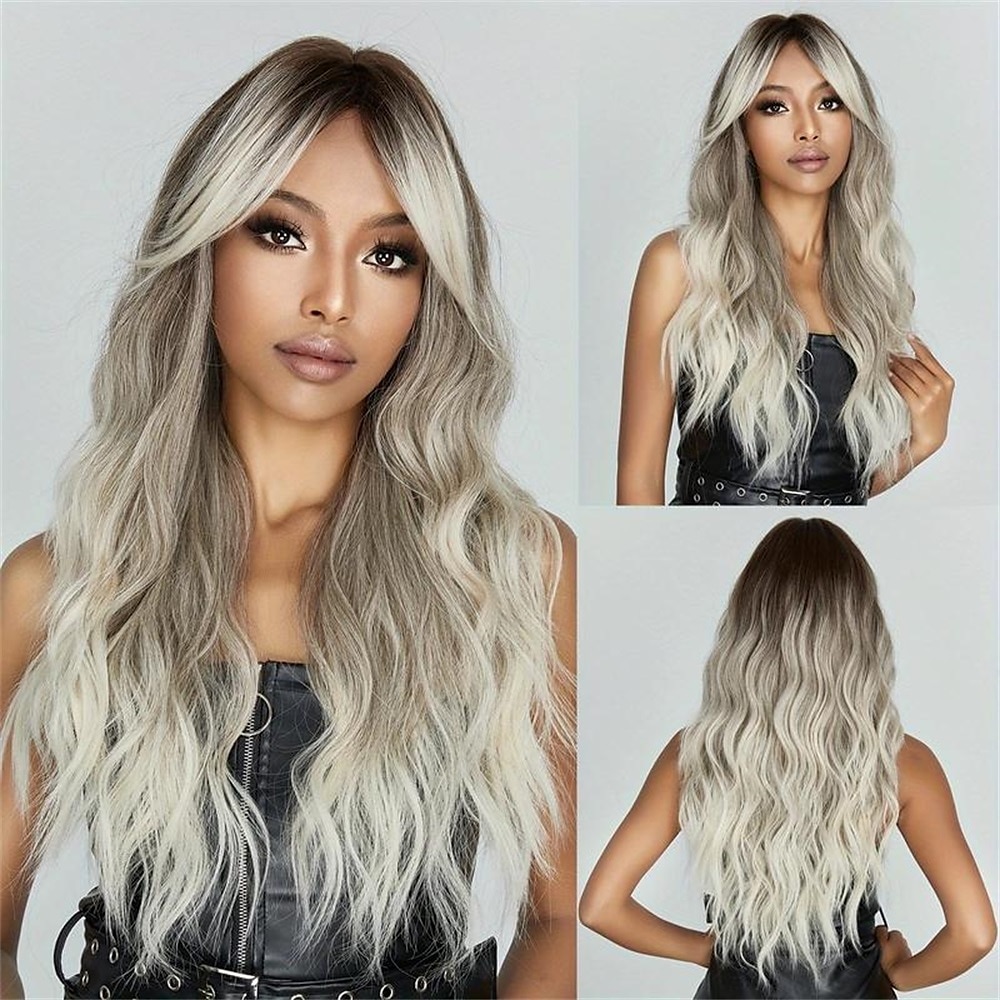 Synthetische Perücken Locken Mittelteil Perücke Lang A1 A2 Orange Synthetische Haare Damen Modisches Design Weich Natürlich Orange Schatten Dunkelgrau 2025 - $22.99 –P5