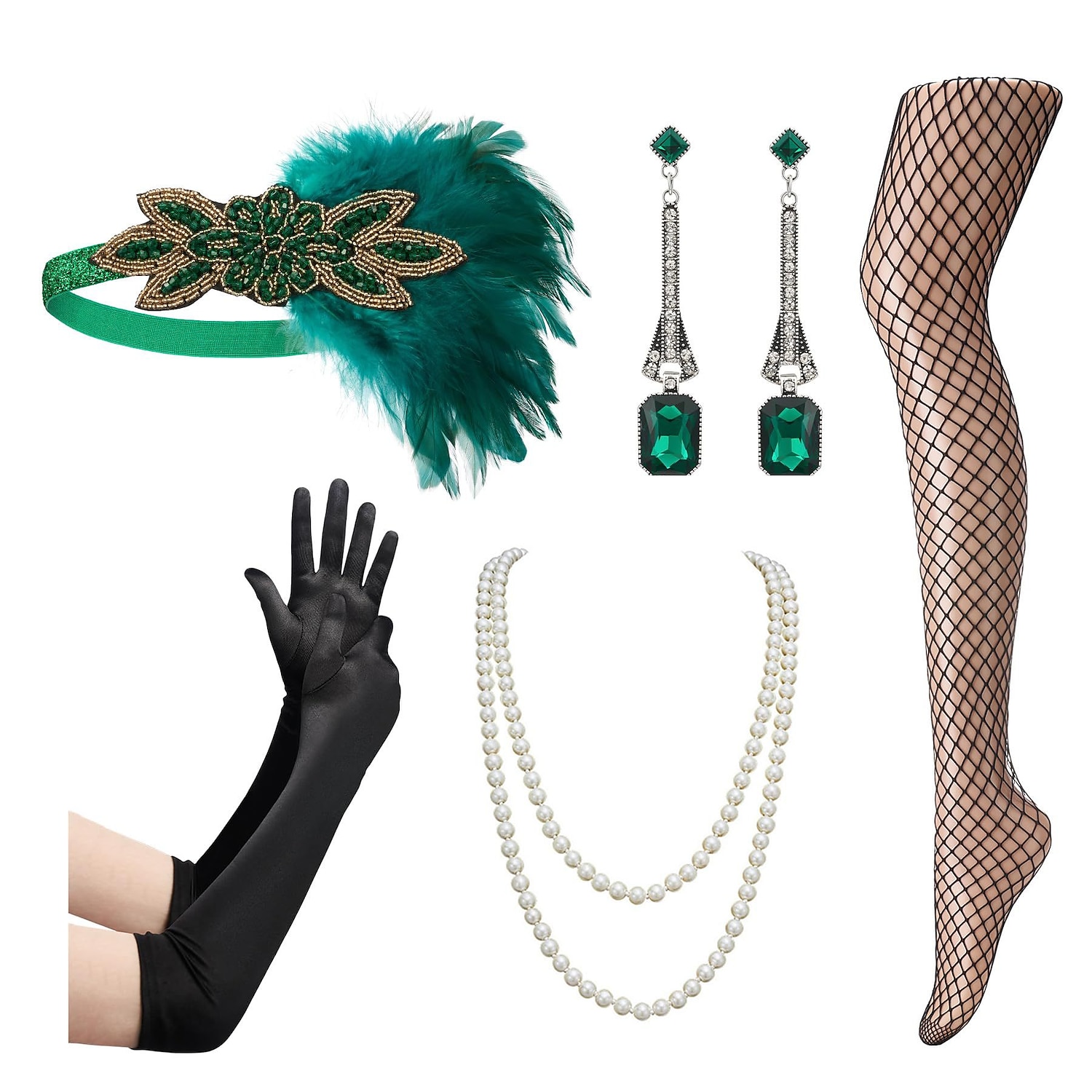Retrò Vintage Anni Ruggenti Anni 1920 Fascia Flapper Guanti Lunghi Set di accessori Il grande Gatsby Invitato al matrimonio Piuma Per donna Carnevale Capodanno Mascherata Festa / Sera Ricevimento di del 2025 a $29.99 –P6