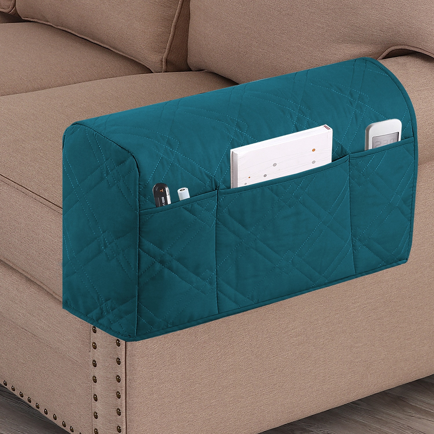 2 peças capas de apoio de braço à prova d'água para cadeiras e sofás capas de braço de sofá para capas de apoio de braço de sofá com bolso lateral protetor de móveis antiderrapante lavável de 2025 por $31.99 –P14