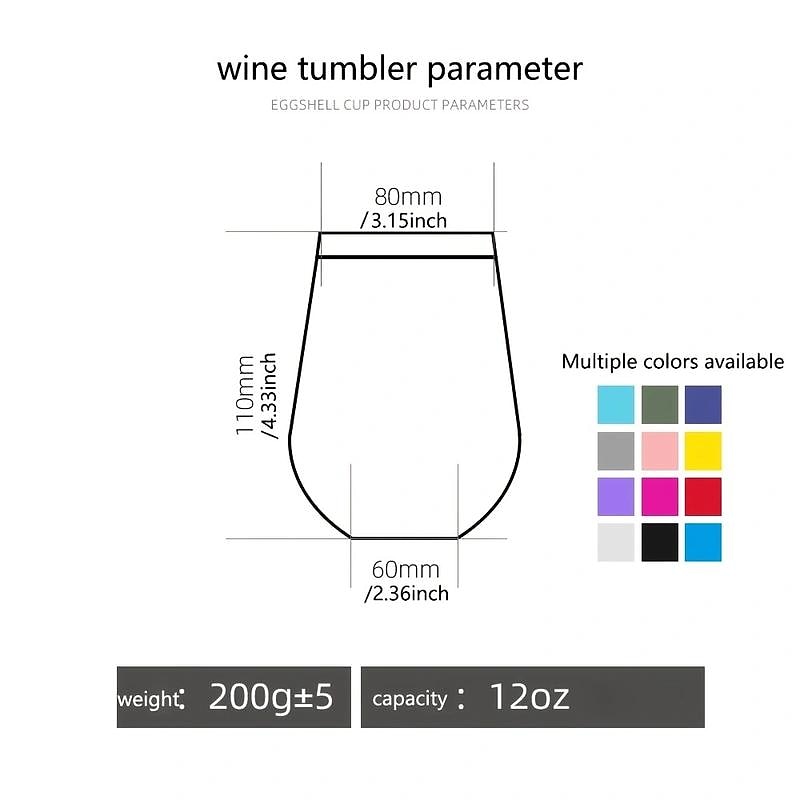 Vaccum Insulated Wine Tumbler With Lid , Stemless Stainless Steel Insulated  Wine Glass 12oz, Double Wall Durable Coffee Mug, For Champaign, Cocktail