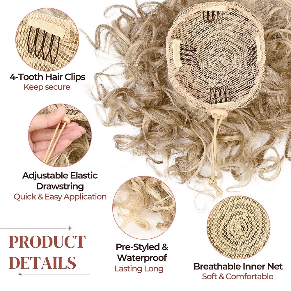 Messy Bun Hair piece for Women Elastic Drawstring Loose Wave Curly Scrunchies Ponytail Extension Synthetic Hair Extensions Hair Bun for Women Daily Use-Light Smoky Brown 2025 - $11.49 –P10
