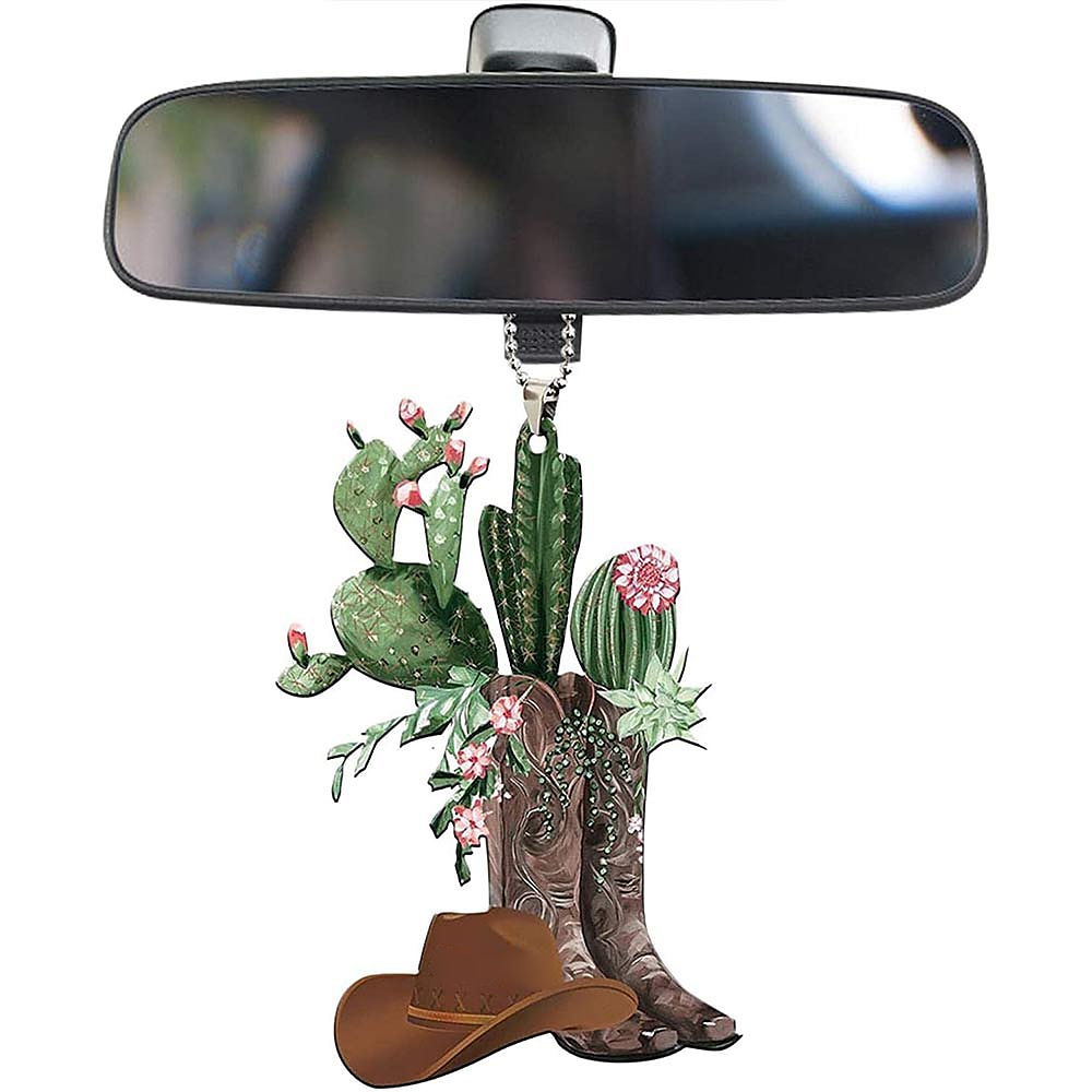Car Rear View Mirror Hanging Accessories - Cowboy Boots, Cowboy Hat, and Saddle Keychain Ornament for Car Decoration 2025 - $11.99 –P10