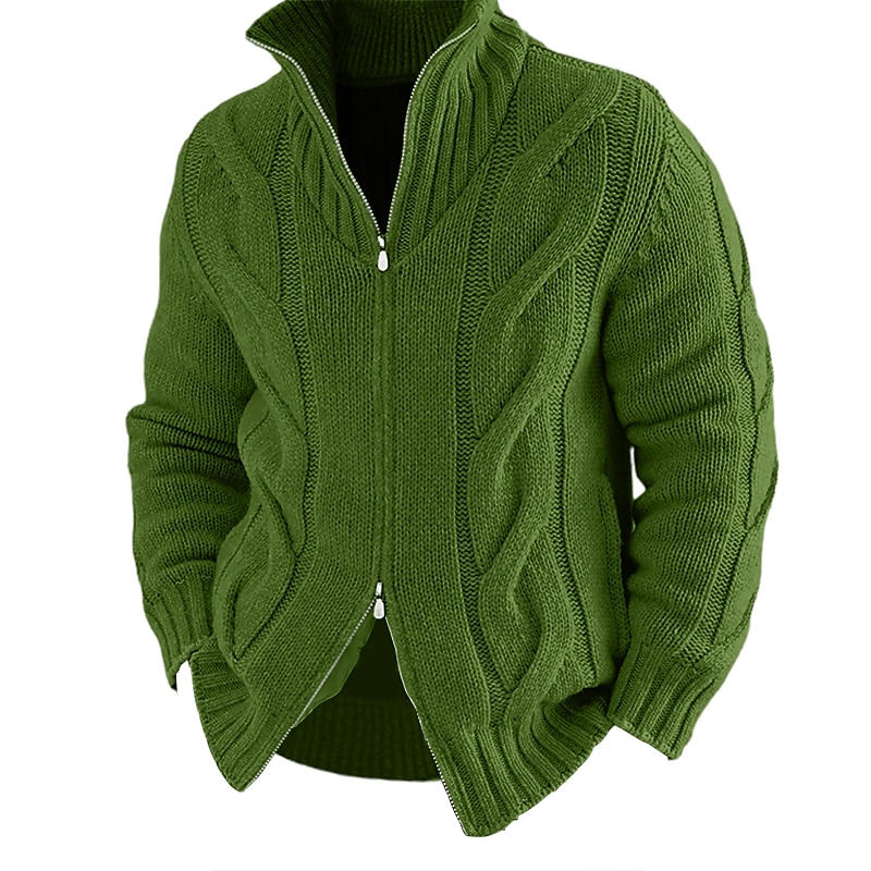 heren vest trui ritssluiting trui grof vest kabel normaal gebreid effen opstaande kraag opwarmingen modern eigentijds casual dagelijkse kleding kleding herfst winter zwart wit m l xl 2025 - $37.99 –P8