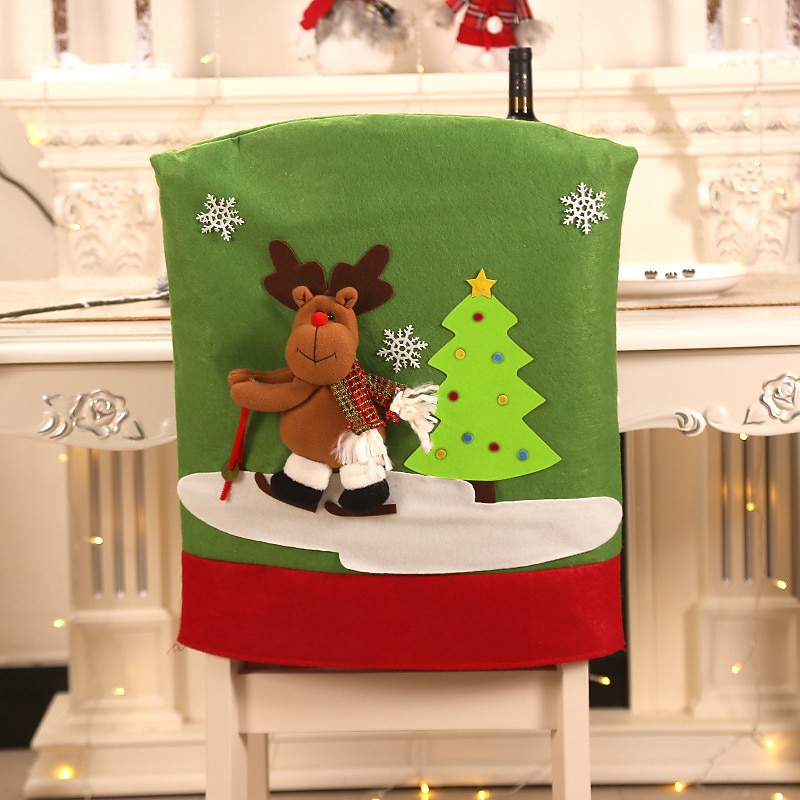 1 ks dárky dárky potah na opěradlo židle do jídelny, santa claus sněhulák sob potah na jídelní židle, potah na židle do kuchyně výzdoba hotelové dovolené 2025 - $12.49 –P12