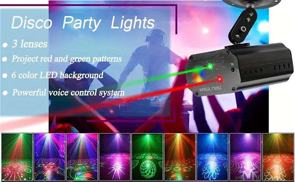 Party Lights Dj Disco Lights Strobe Stage Light Sound Activated Multiple Patterns Projector With Remote Control For Parties Bar Birthday Wedding Holiday Event Live Show Xmas Decorations Lights 2025 - $51.99 –P5