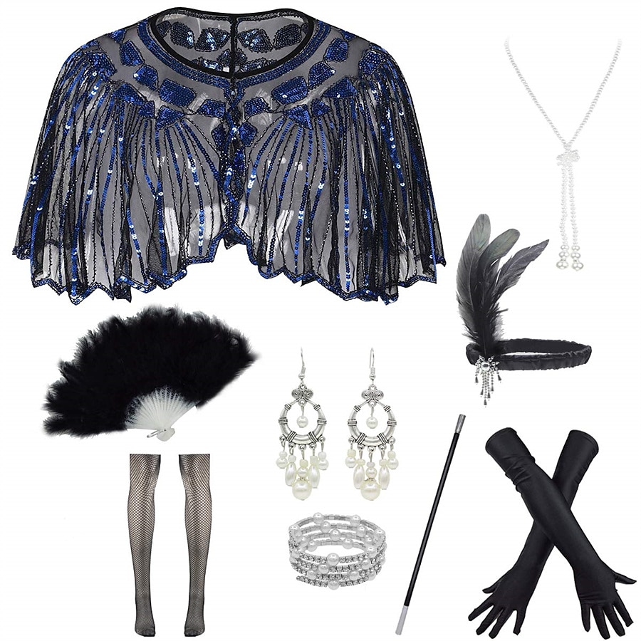 Retro Vintage Loucos anos 20 Anos 20 Roupa Faixa De Cabelo Estilo Melindrosa Conjunto de acessórios O Grande Gatsby Convidado do casamento Paetês Lantejoula Mulheres Dia Das Bruxas Carnaval Baile de de 2025 por $40.99 –P1