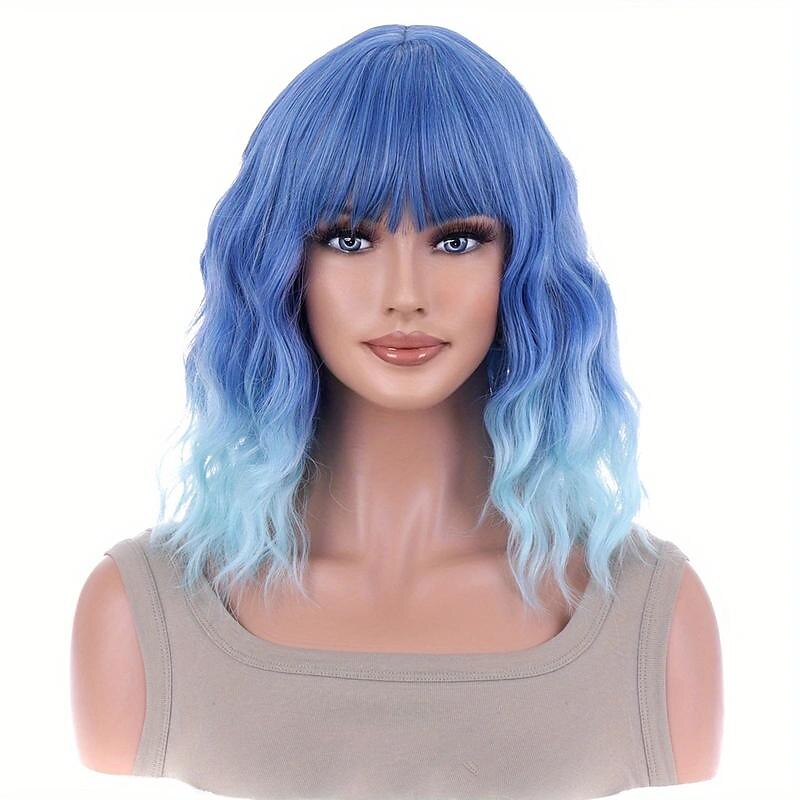 Perruques synthétiques ondulées longueur épaule avec frange pour femmes, à la mode pour un usage quotidien, cosplay de fête de 2025 ? $19.99 –P13