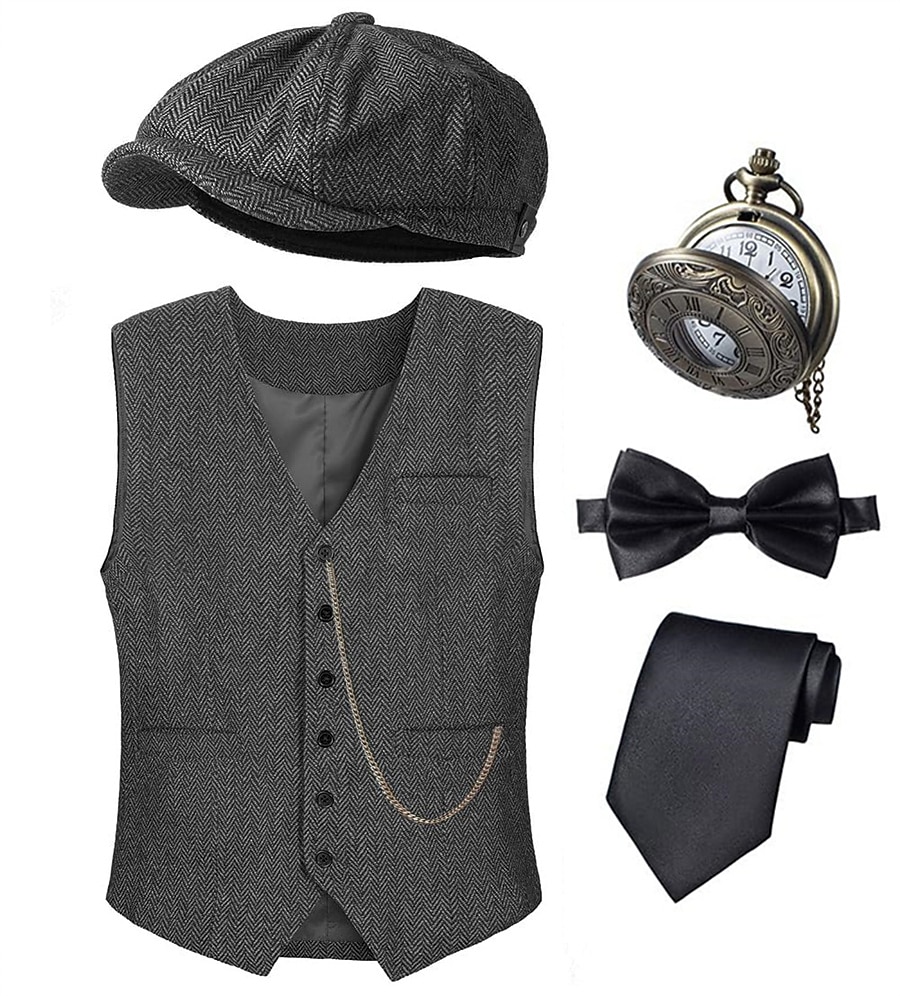 Années Folles Années 1920 Rétro Vintage Tenues Veste Gatsby le Magnifique Gentleman Déguisement Homme Halloween Carnaval Nouvel An Carnaval Fête / Soirée Mascarade Adulte Cravate Gilet Plus de 2026 ? $51.99 –P6