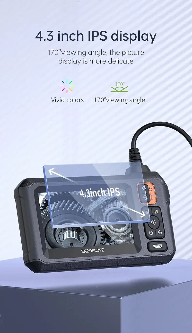 HD Borescope 4.3 Inch IPS Screen Inspection Camera Illuminated Waterproof Borescope Camera 16.5ft Semi-rigid Gooseneck Camera For Car Home Plumbing 2025 - $62.99 –P4