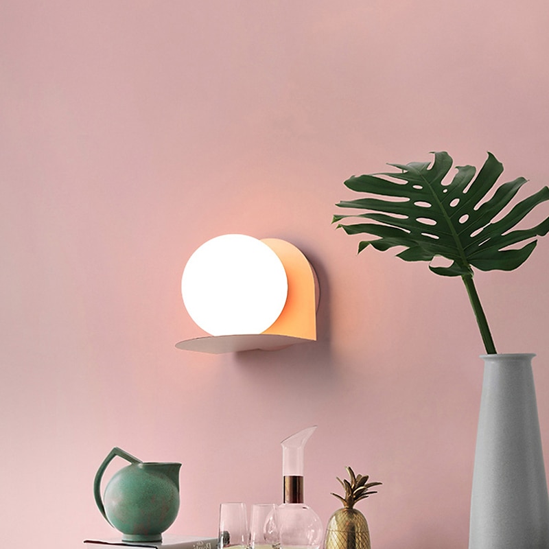 seinävalaisin pyöreä lasi maapallo varjostin seinäkiinnitys nykyaikainen macaron metalliseinävalaisin 110-240v 2025 - $116.99 –P6