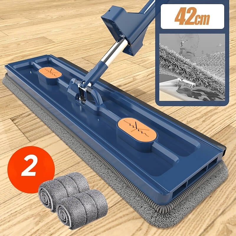 spazzolone piatto grande, ruotabile a 360° spazzolone piatto in microfibra per grandi superfici, con raschietto per l'asciugamento dell'acqua, spazzolone con manico lungo in acciaio inox per pavimenti del 2025 a $26.99 –P10