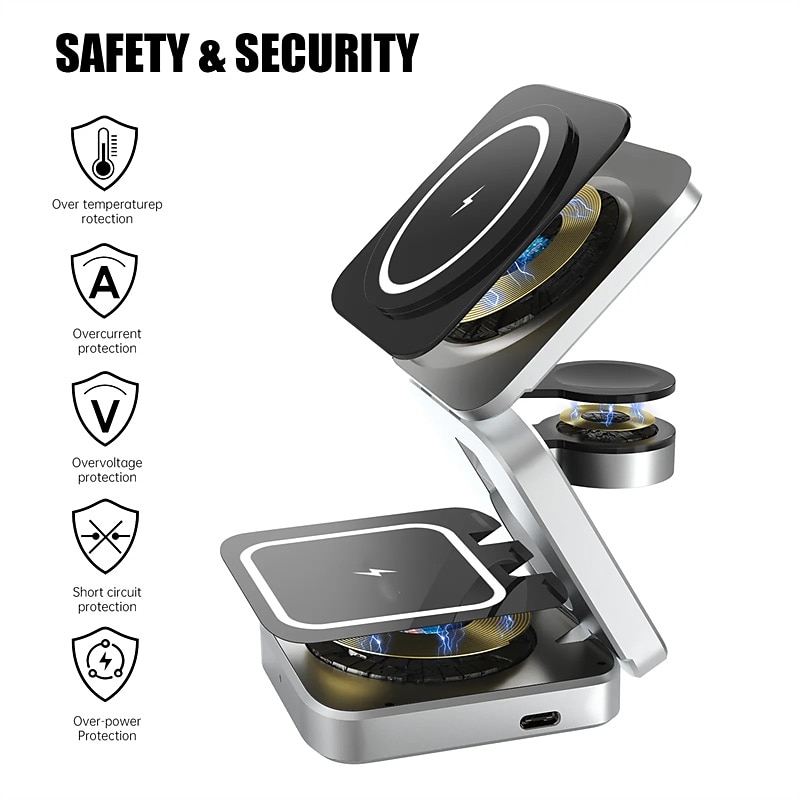 3 In 1 Foldable Wireless Charger Stand Dock Magnetic Fast Charging Station for IOS Watch 8 7 Portable Stand for IPhone 14 13 2025 - $57.99 –P9