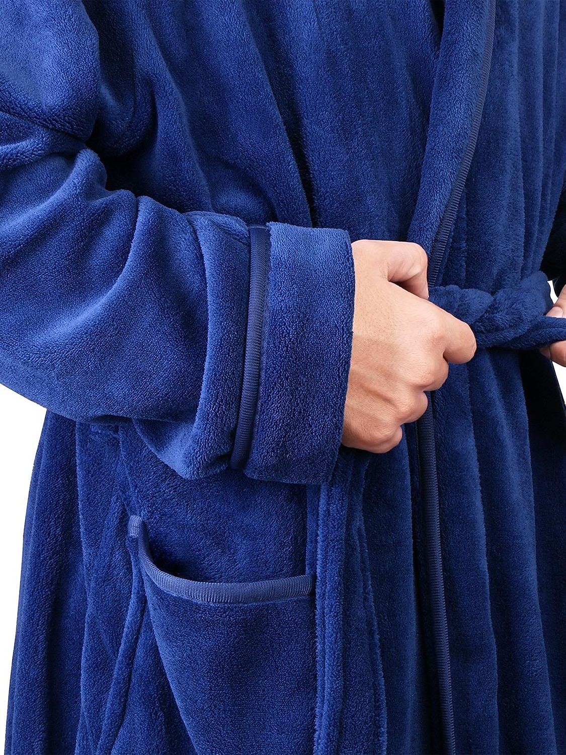 Herren Schlafanzug Morgenmantel Bademantel 1 pcs Glatt Stilvoll Brautkleider schlicht Komfort Heim Täglich Bett Vlies Komfort Warm Kapuzenpullover Langarm Tasche Herbst Winter Schwarz Dunkelblau 2026 - $25.99 –P5
