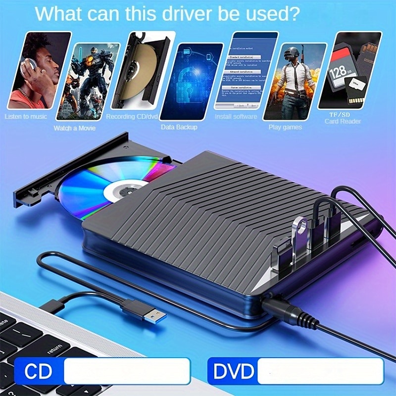 4 USB With LED Lights External CD/DVD Players For Personal Computers CD/DVD Players. Type-C Multi-function Extender Card Reader For Windows/Liunx/Mac Os/for Mac Book/Note Book/for I Mac/Mac OS/SE/ME 2025 - $52.99 –P5