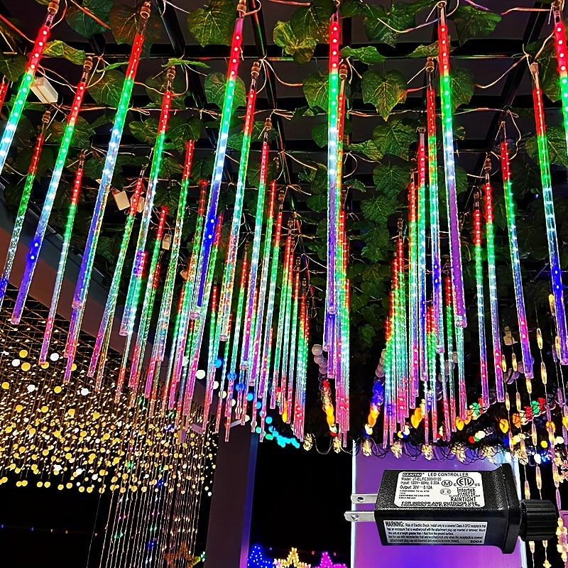 1 st jul meteor dusch ljus dekorativt träd ljus lågspänning säkerhetsplugg utomhus vattentät dekorativ ljusslinga 30cm-192led/45cm-288led/75cm-576led 2025 - $28.99 –P10