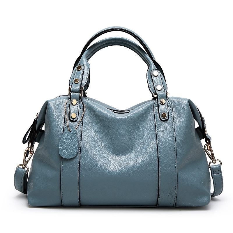 Dam Handväska Crossbody-väska Axelväska Boston väska PU läder Kontor Dagligen Helgdag Nit Dragkedja Stor kapacitet Multi Carry Ensfärgat Svart Rubinrött Blå 2025 - $42.99 –P10