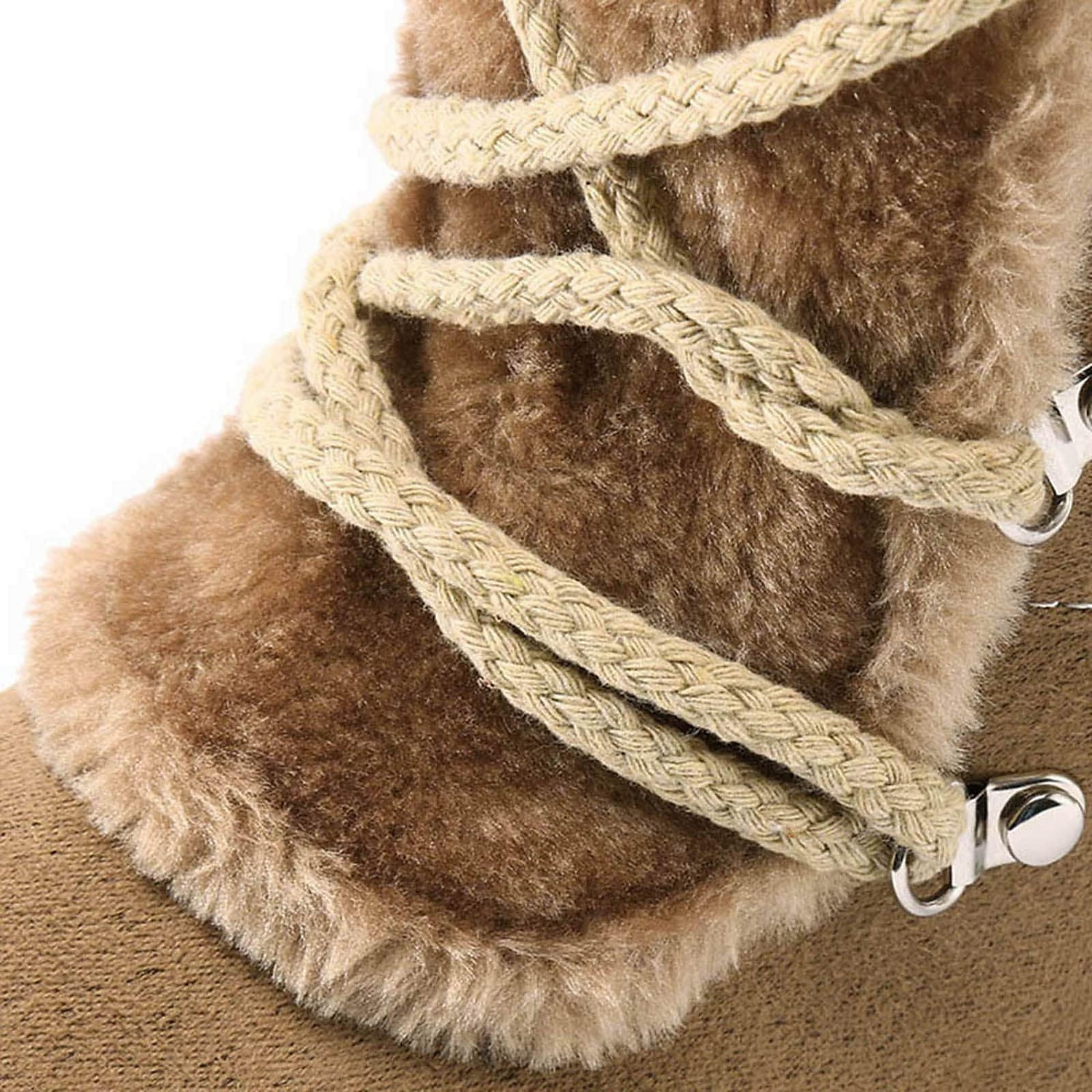 botas de inverno femininas de pele sintética preta com cadarços de pompom - isolamento quente, design na altura do joelho, solas antiderrapantes para clima frio e dias de neve de 2025 por $59.99 –P6