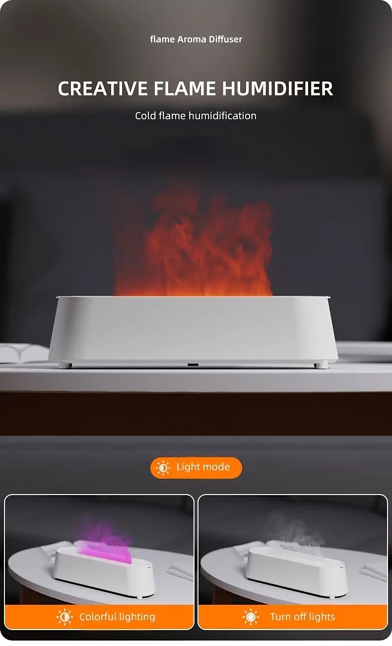 Creative 3D Simulation Flame Air Humidifier Household Colorful Atmosphere Light Intelligent Remote Control Humidifier USB Desktop Silent Large Fog Volume Humidifier Home Decor Room Decor 2025 - $36.99 –P3