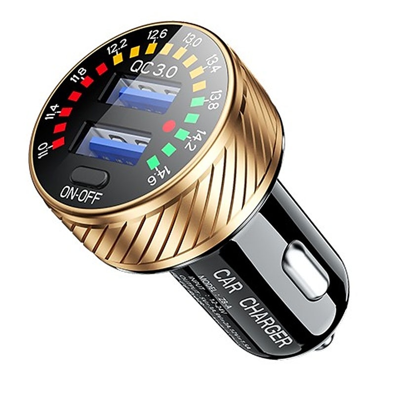 Caricabatteria da auto doppio USB qc 3.0 con display voltmetro, adattatore di alimentazione, presa accendisigari per telefono cellulare del 2025 a $28.99 –P4