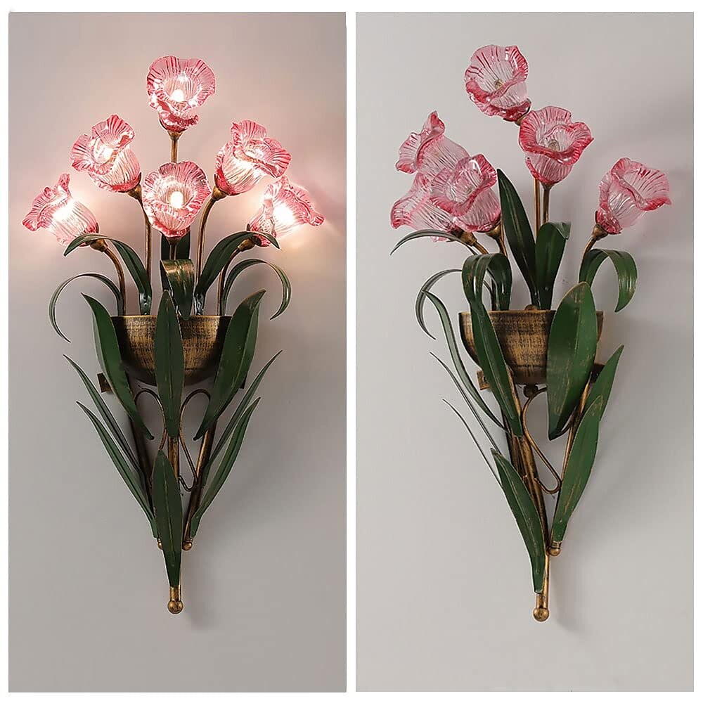 arandelas de parede design de flores g4 * 6 luminária de cabeceira led com iluminação de vaidade de vidro de metal lâmpadas de parede de metal para corredor de quarto 110-240v de 2025 por $365.09 –P5